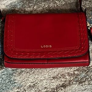 Lodis Harper Red Leather Crossbody Bag with Braided Detailing